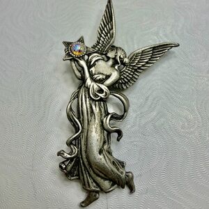 Vintage Silver Angel Brooch signed JJ